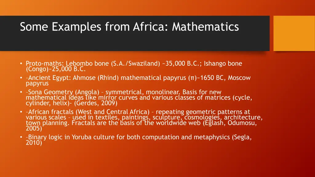 some examples from africa mathematics