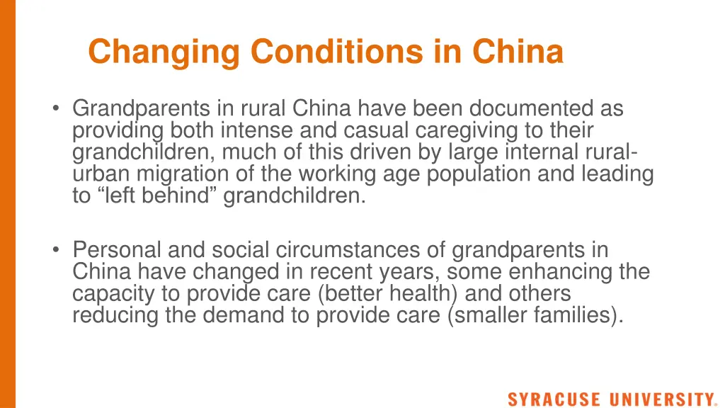 changing conditions in china