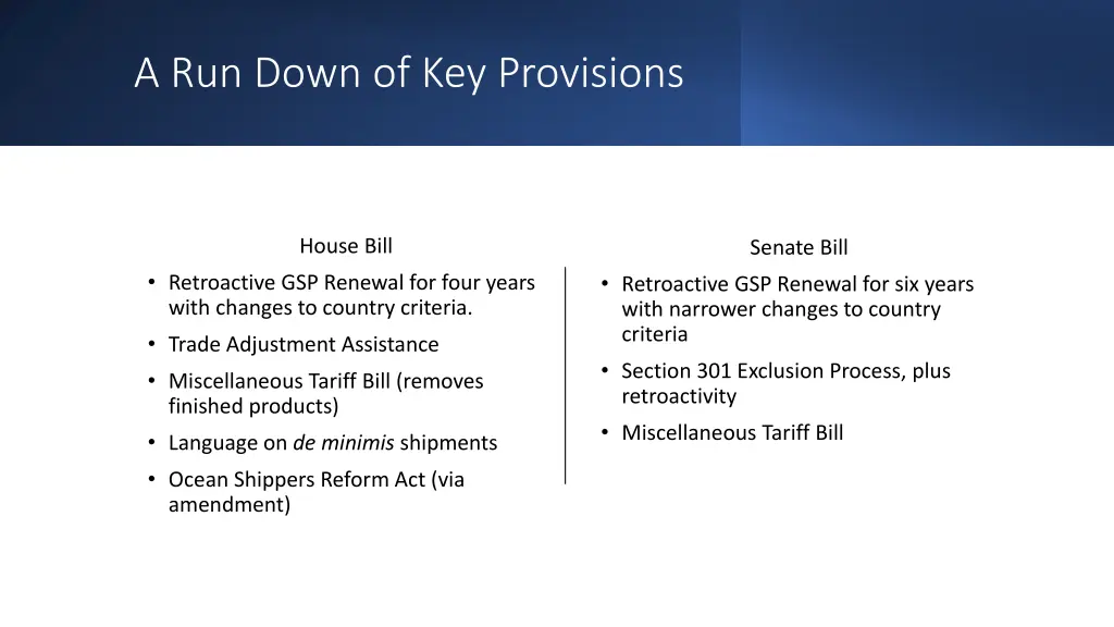 a run down of key provisions