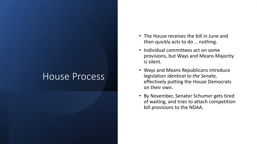 the house receives the bill in june and then