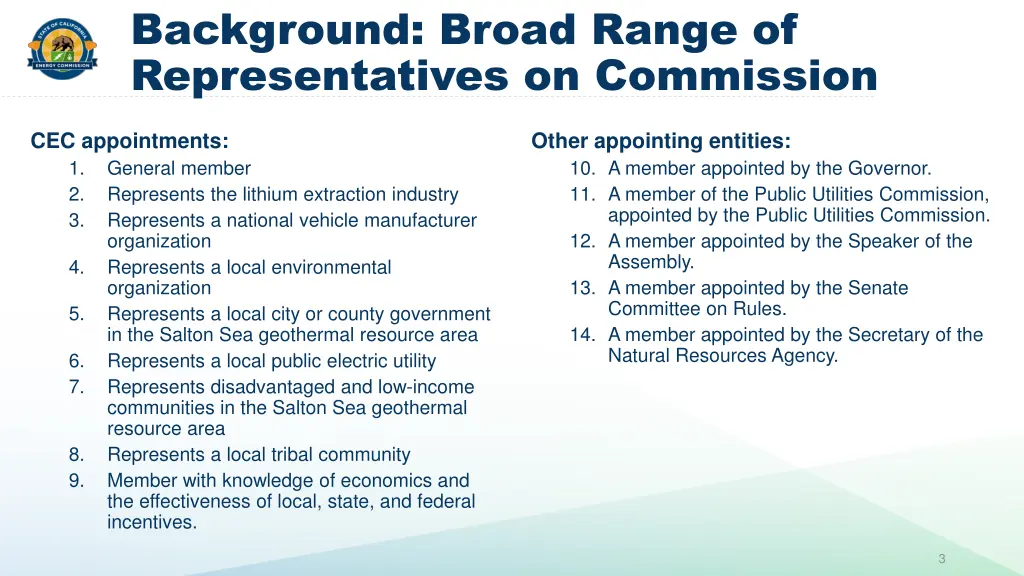 background broad range of representatives