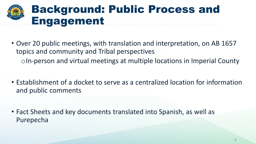 background public process and engagement