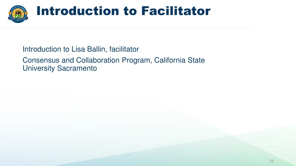 introduction to facilitator