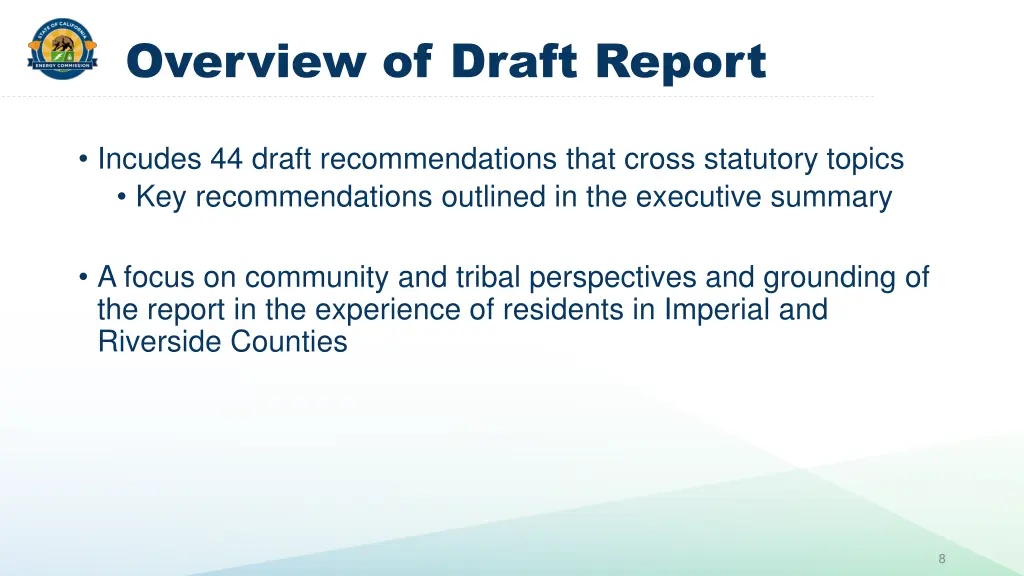 overview of draft report