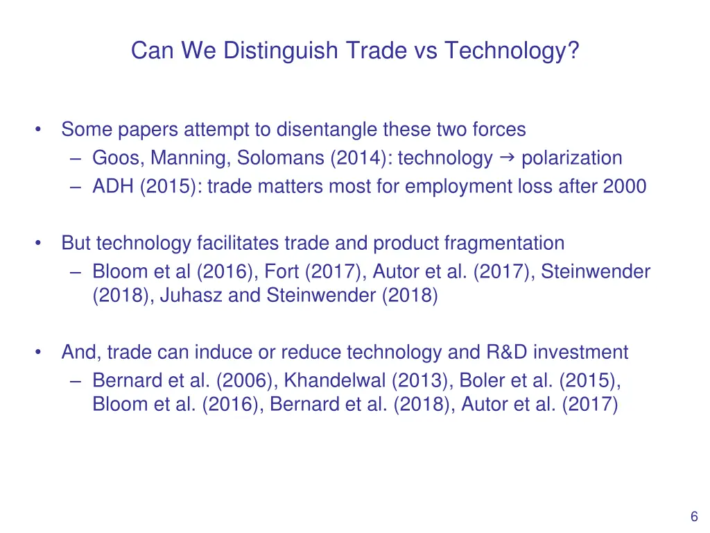 can we distinguish trade vs technology