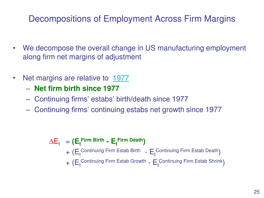 decompositions of employment across firm margins