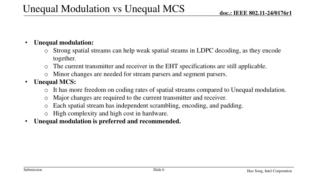 unequal modulation vs unequal mcs