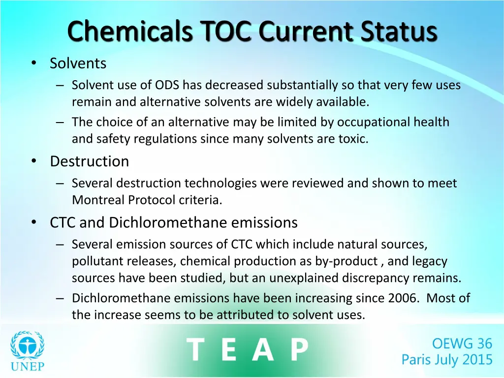 chemicals toc current status solvents solvent