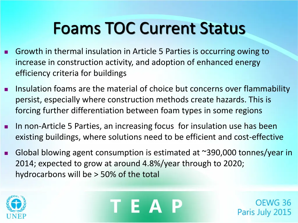 foams toc current status