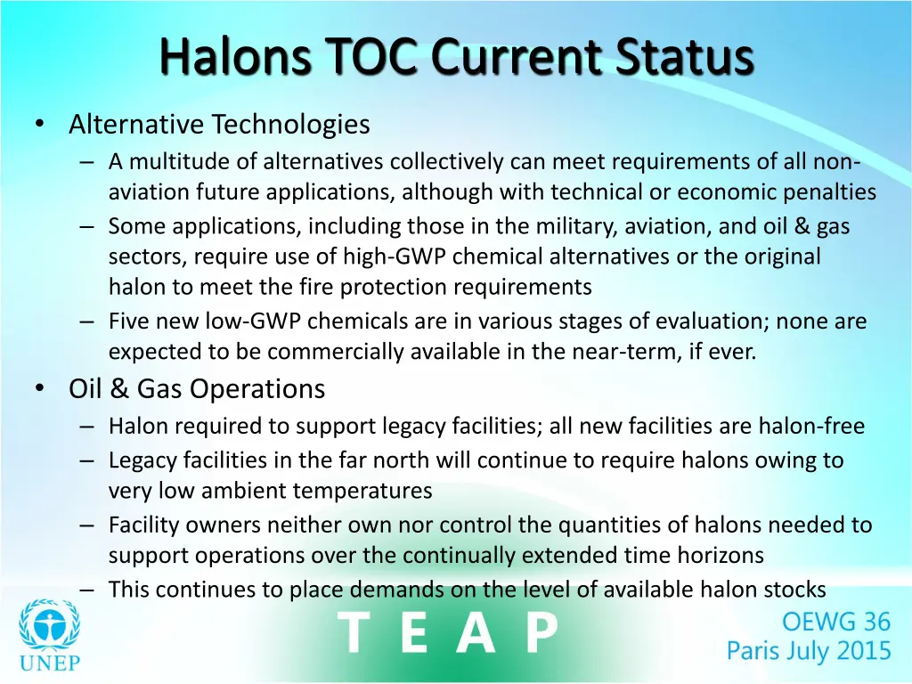 halons toc current status