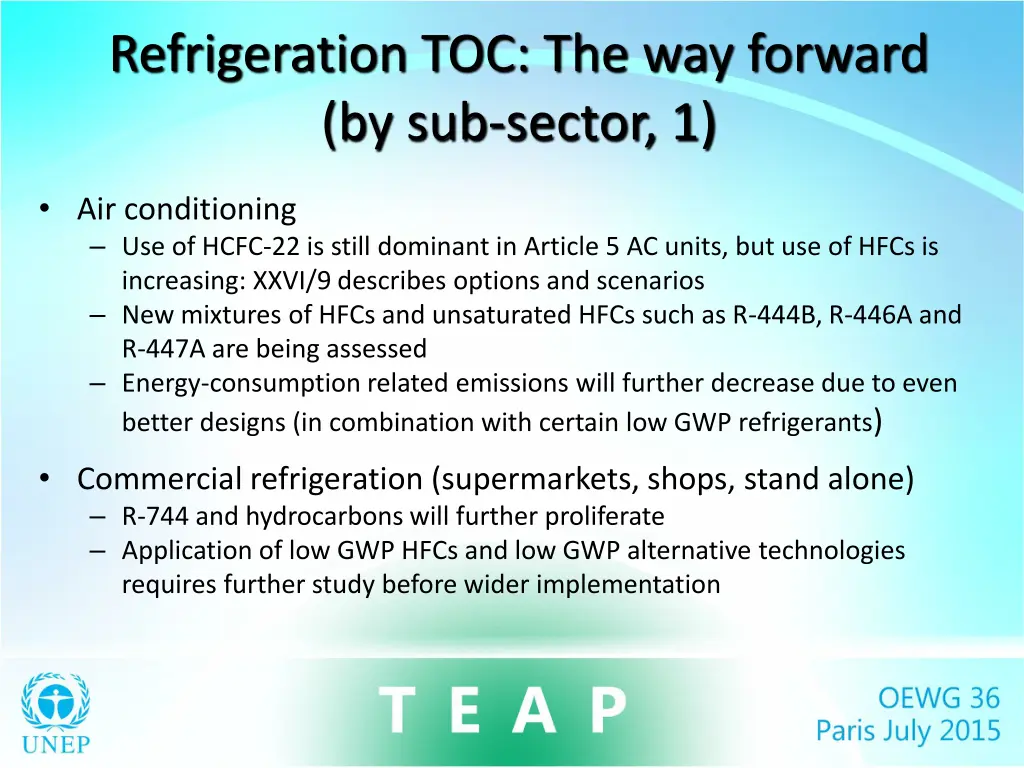 refrigeration toc the way forward by sub sector 1