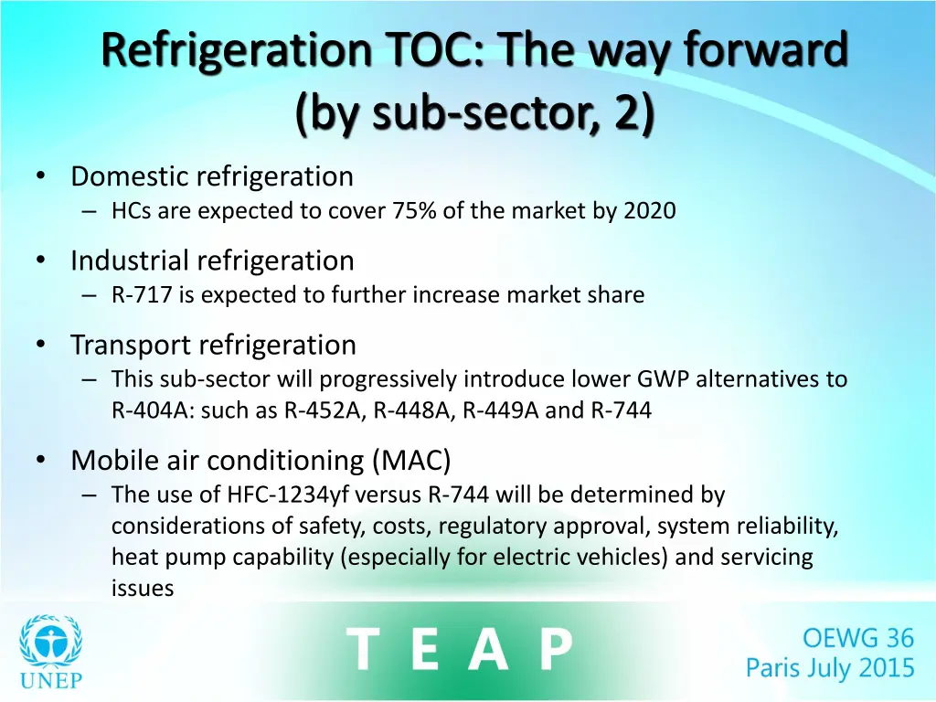 refrigeration toc the way forward by sub sector 2