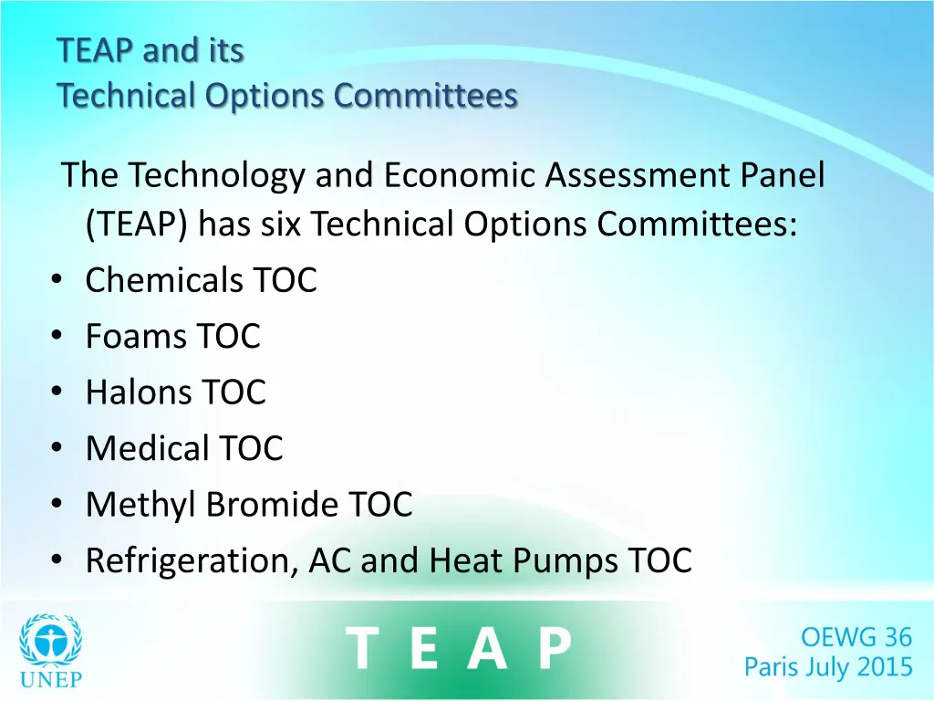 teap and its technical options committees