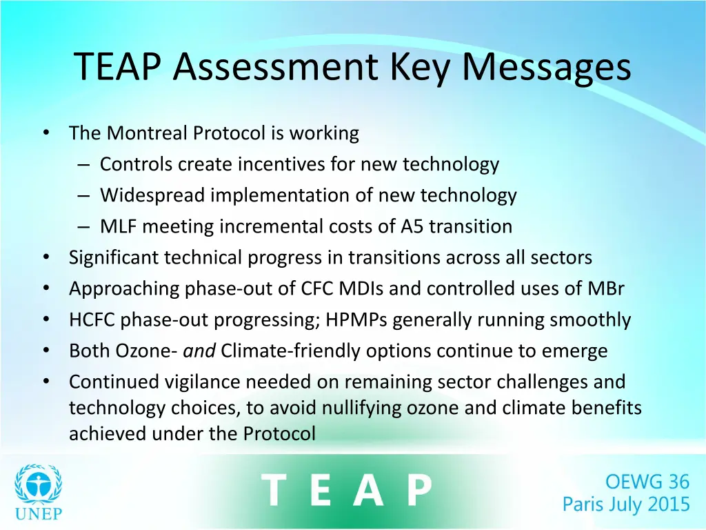 teap assessment key messages