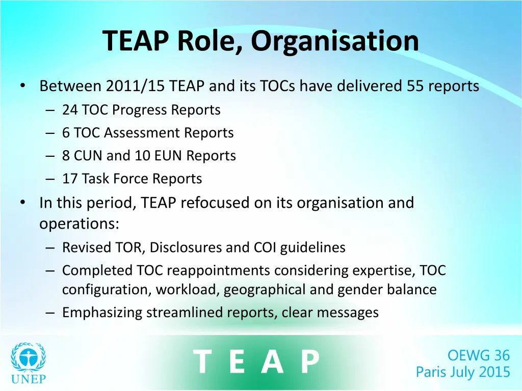 teap role organisation