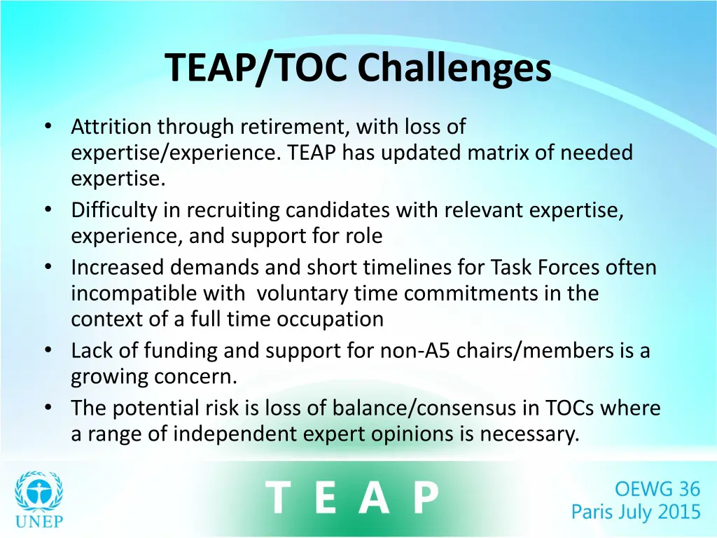 teap toc challenges