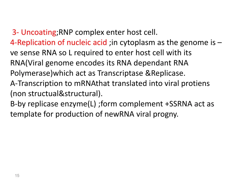 3 uncoating rnp complex enter host cell