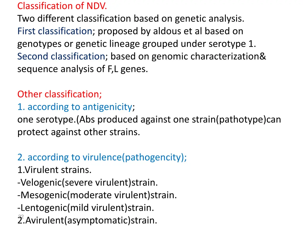 classification of ndv two different