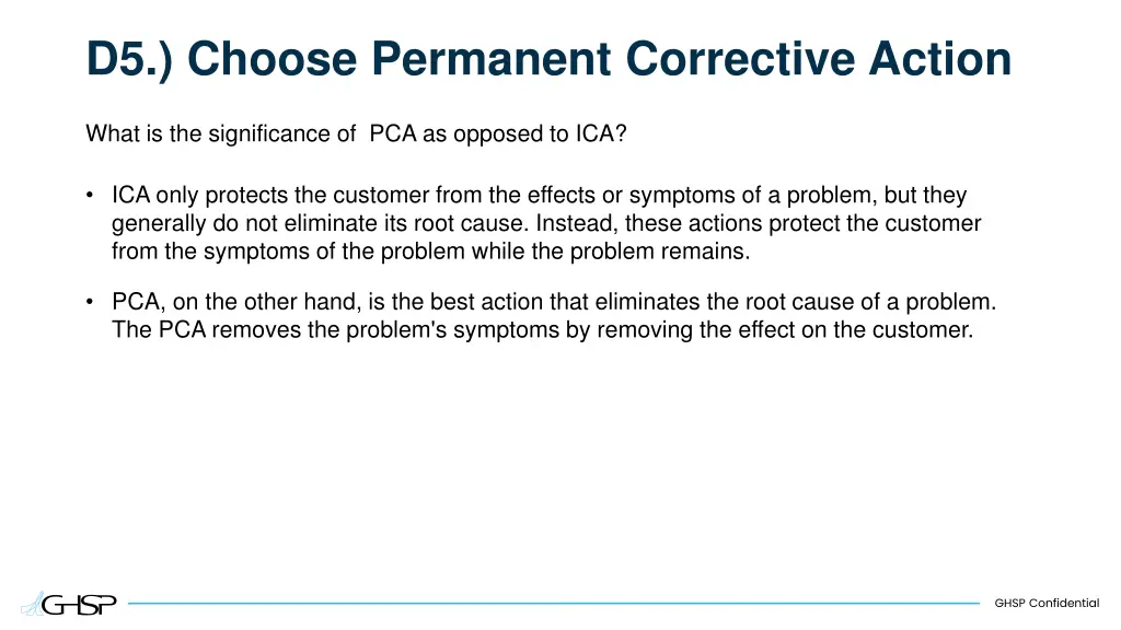 d5 choose permanent corrective action