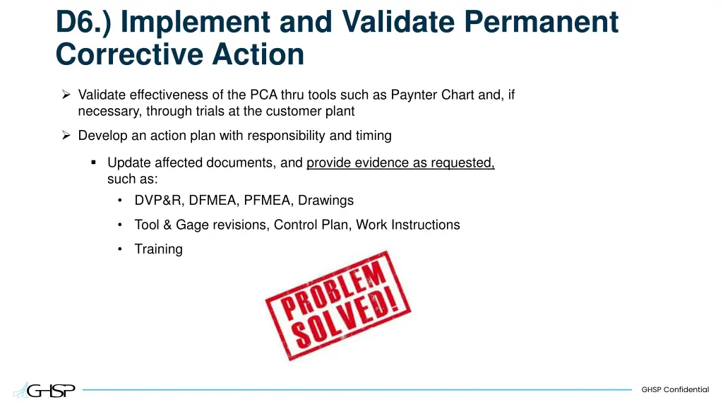 d6 implement and validate permanent corrective 1