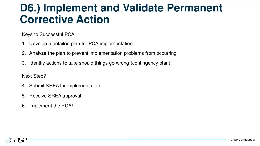 d6 implement and validate permanent corrective