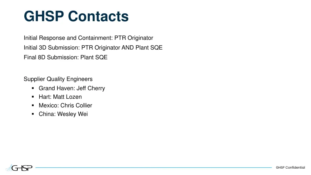 ghsp contacts