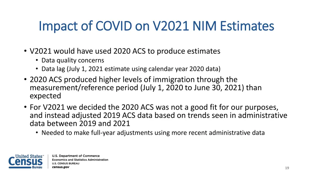 impact of covid on v2021 nim estimates impact