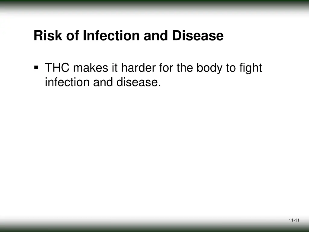 risk of infection and disease