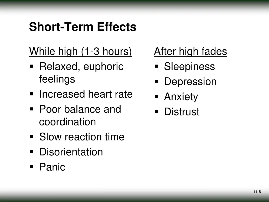 short term effects