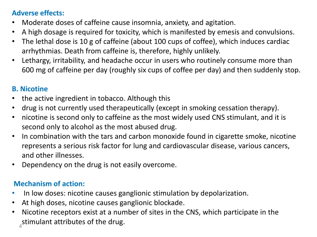 adverse effects moderate doses of caffeine cause