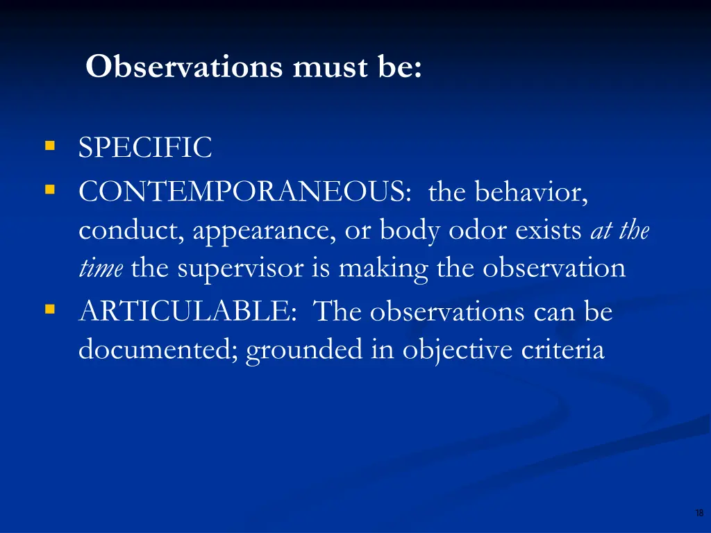 observations must be