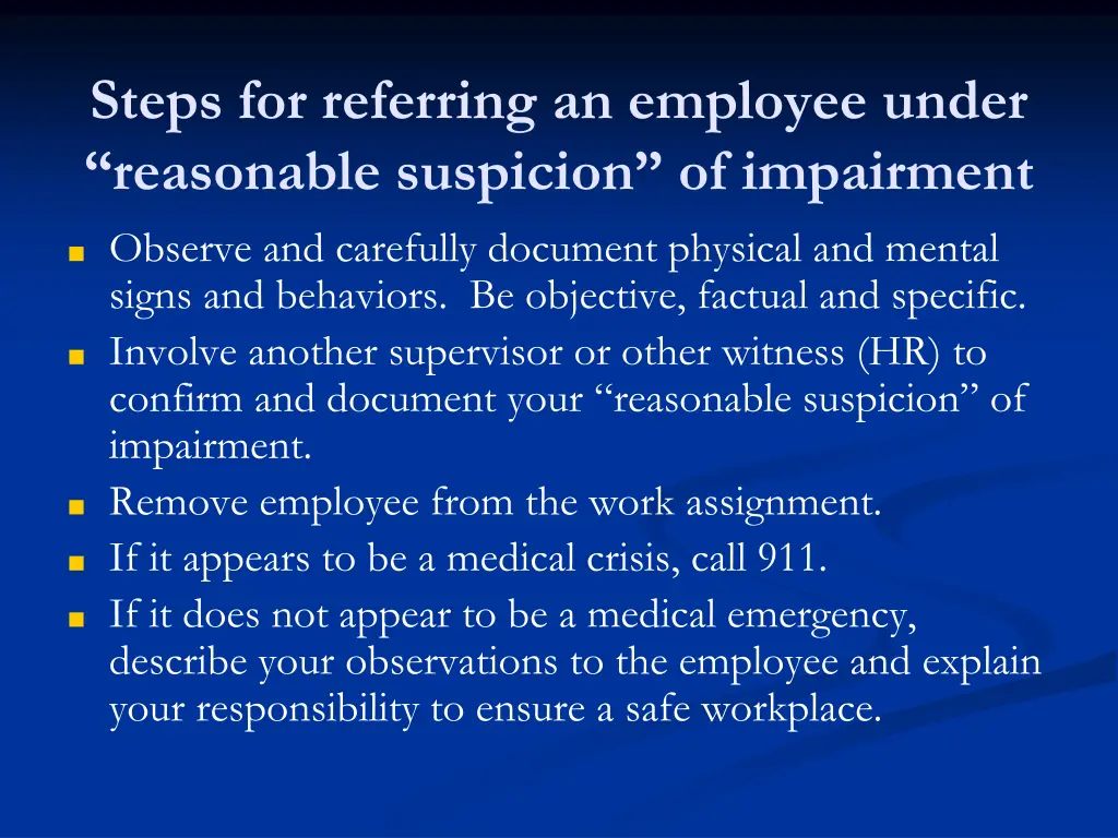 steps for referring an employee under reasonable