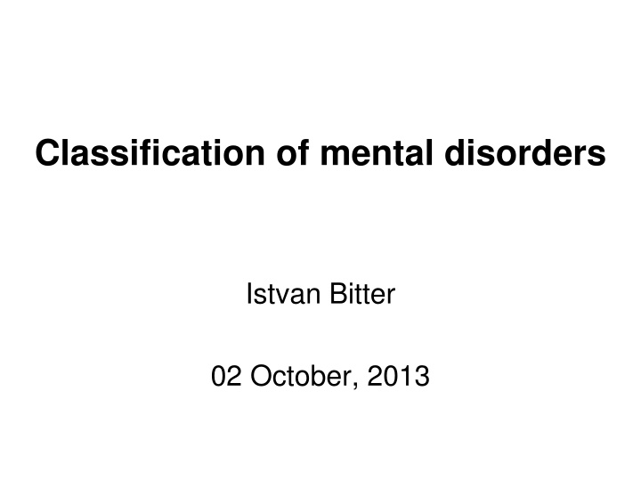 classification of mental disorders