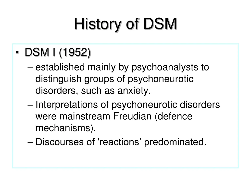 history of dsm