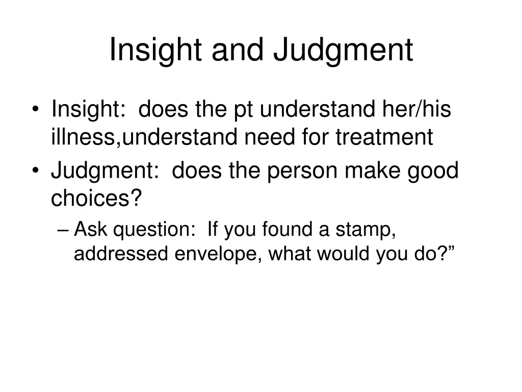 insight and judgment