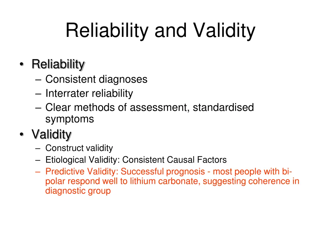 reliability and validity