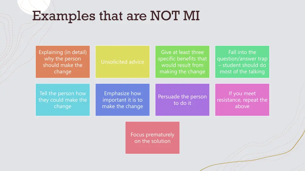 examples that are not mi