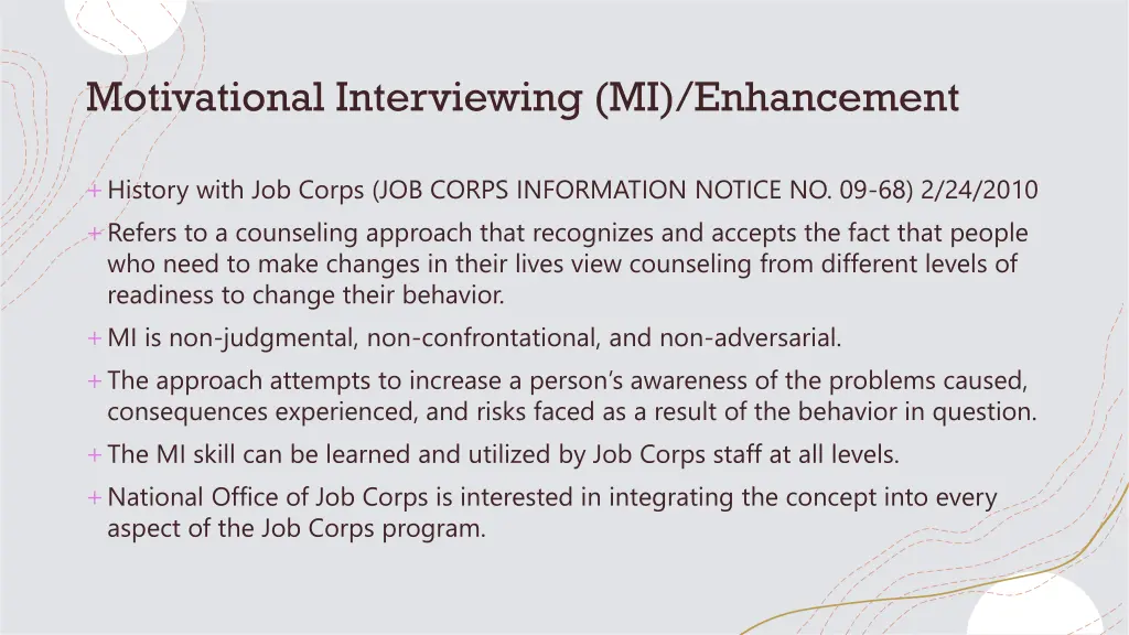 motivational interviewing mi enhancement