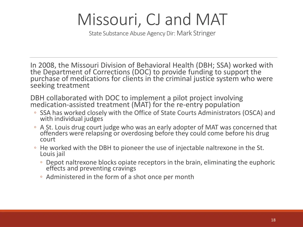 missouri cj and mat state substance abuse agency