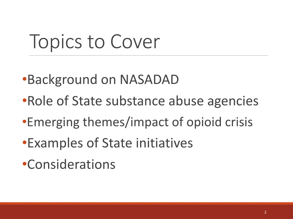 topics to cover