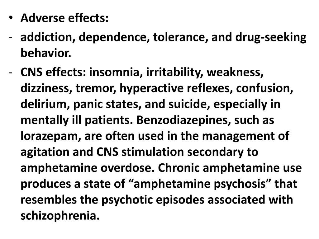 adverse effects addiction dependence tolerance