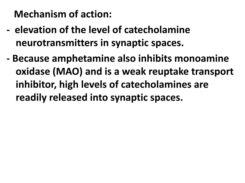 mechanism of action elevation of the level