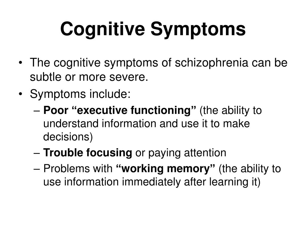 cognitive symptoms