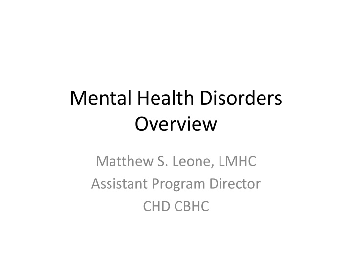 mental health disorders overview