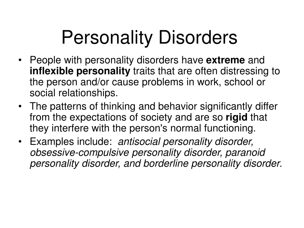 personality disorders