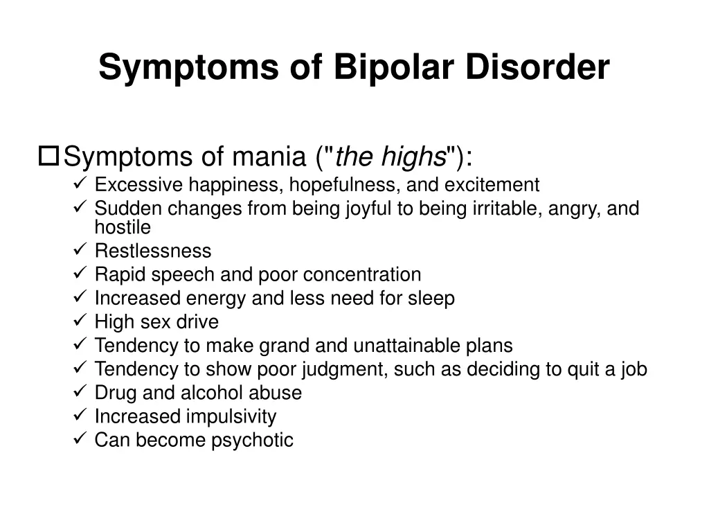 symptoms of bipolar disorder