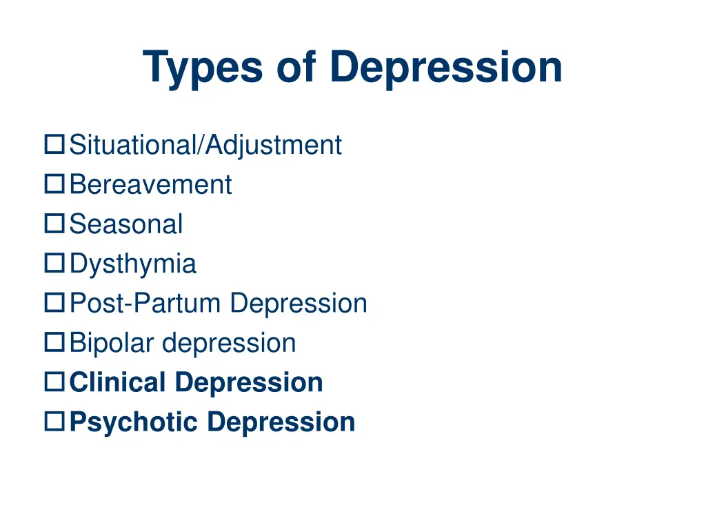 types of depression