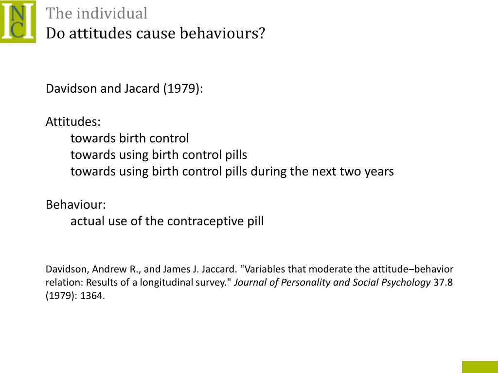 the individual do attitudes cause behaviours 1