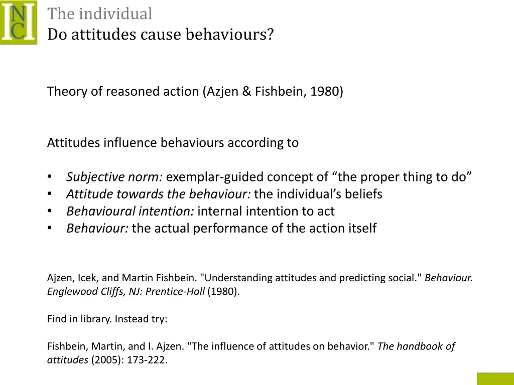 the individual do attitudes cause behaviours 3