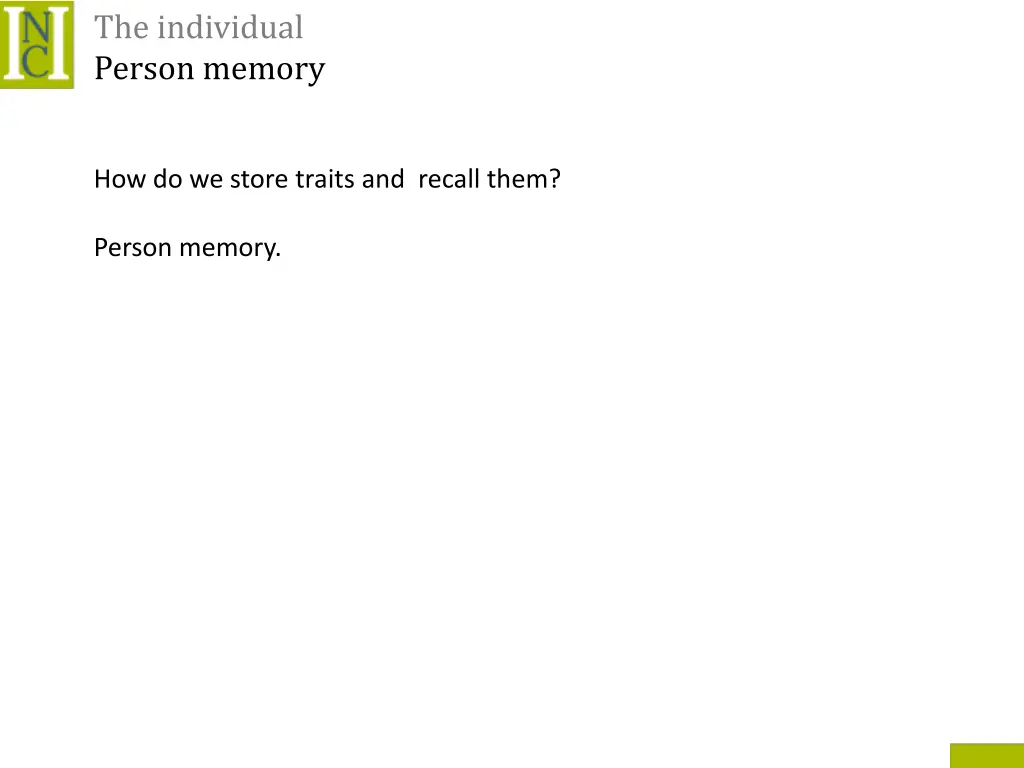 the individual person memory